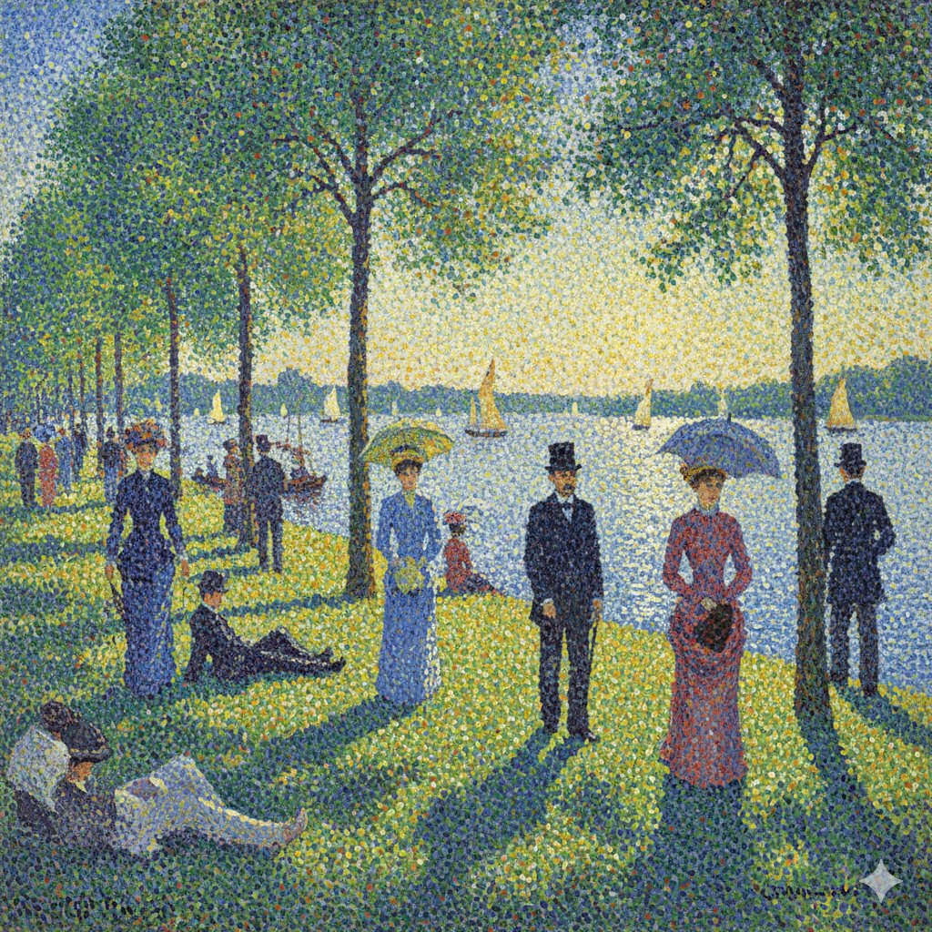 Seurat-style Pointillism Image Generation AI image template preview