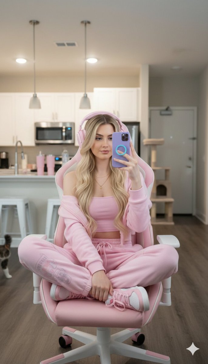 Ultra-realistic Full Body Photo of a Woman in Pastel Pink Loungewear AI image template preview