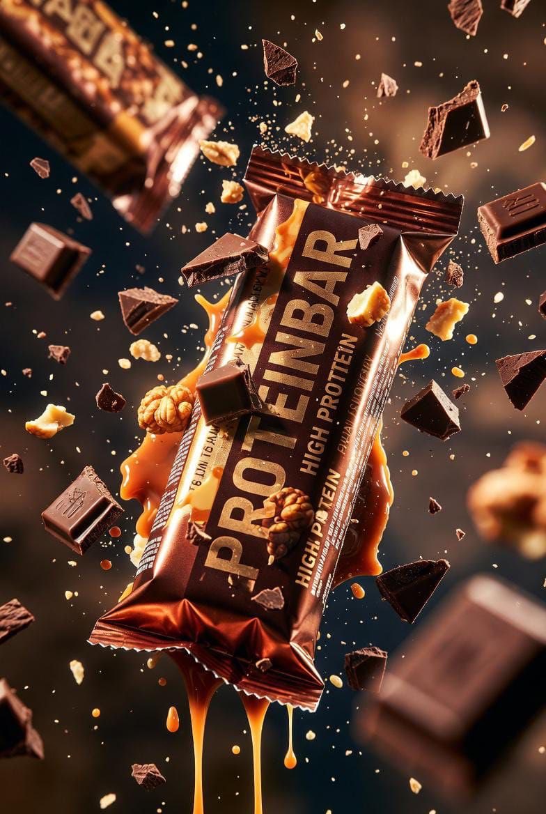 Ultra-cinematic Protein Bar Product Photography AI image template preview