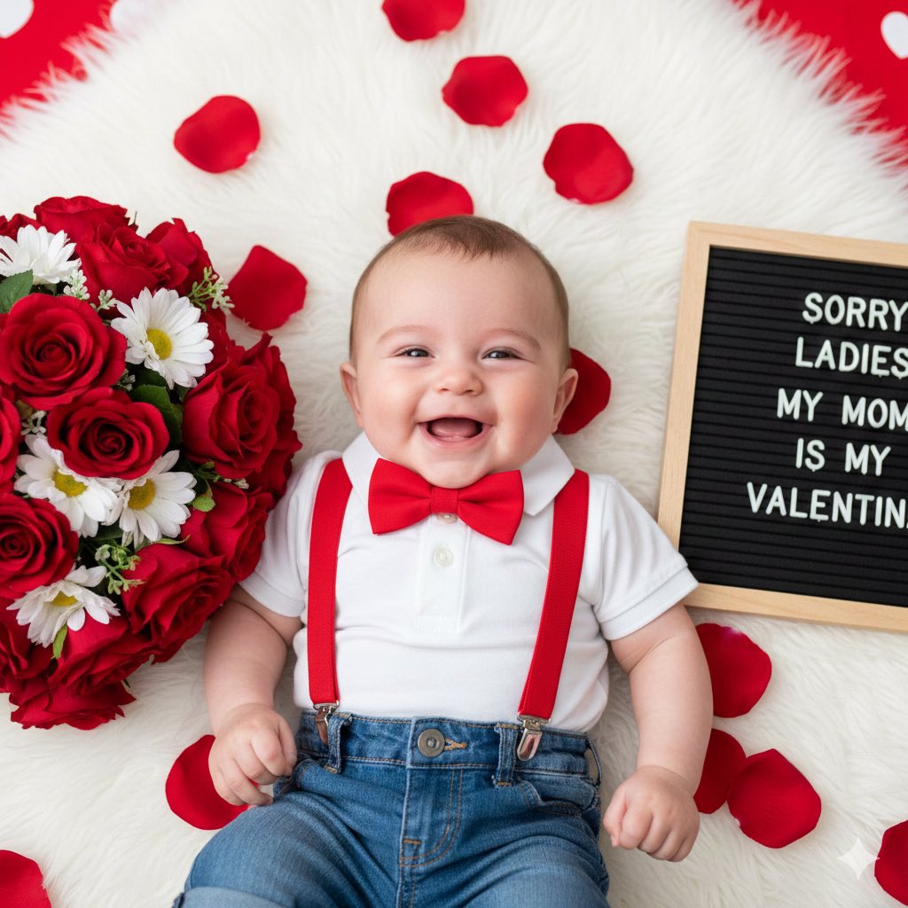 Valentine's Day Baby Boy Portrait Prompt AI image template preview