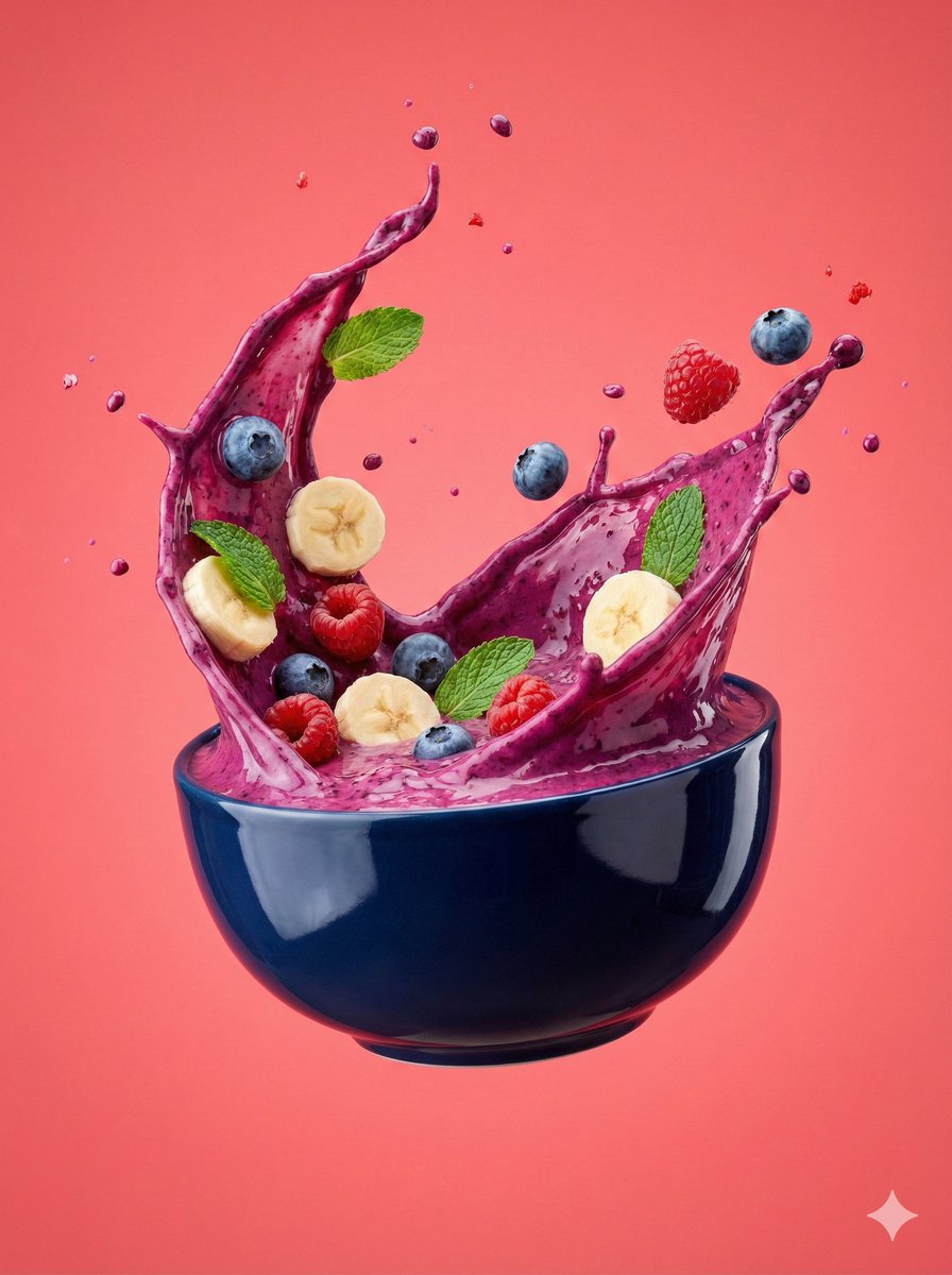 Hyper-Realistic Smoothie Bowl Advertising AI image template preview