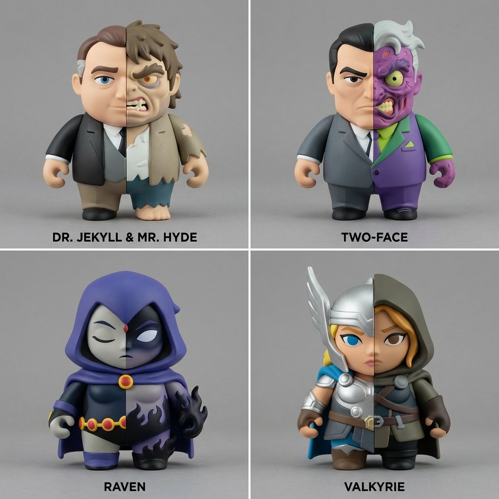 Split Identity Vinyl Toy Engine AI image template preview