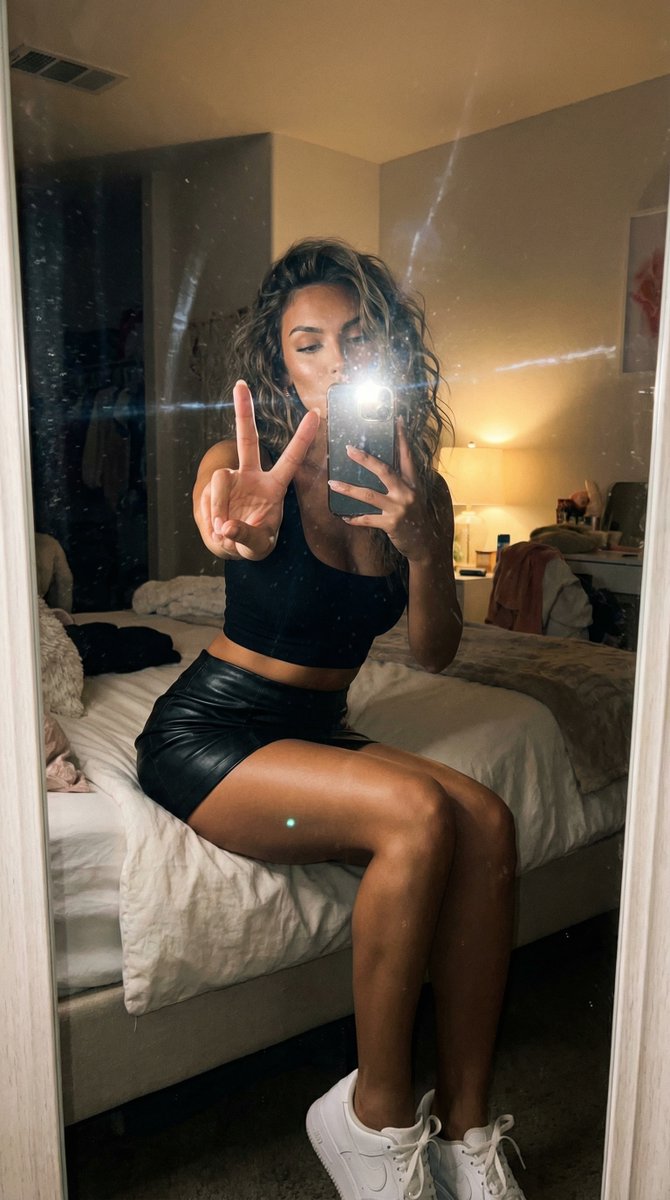 AI Influencer Mirror Selfie Pose Prompt example 2