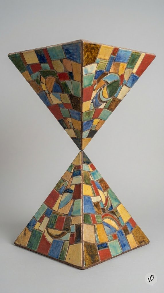 Conceptual Art Prompt: Upside Down Ceramic Pyramid AI image template preview