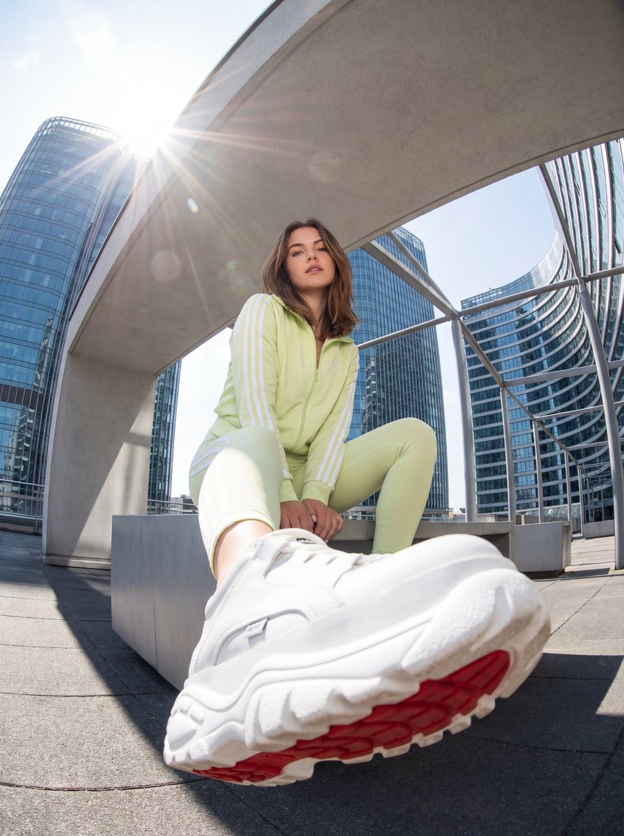 Urban Streetwear Photo with Extreme Fisheye Perspective AI image template preview