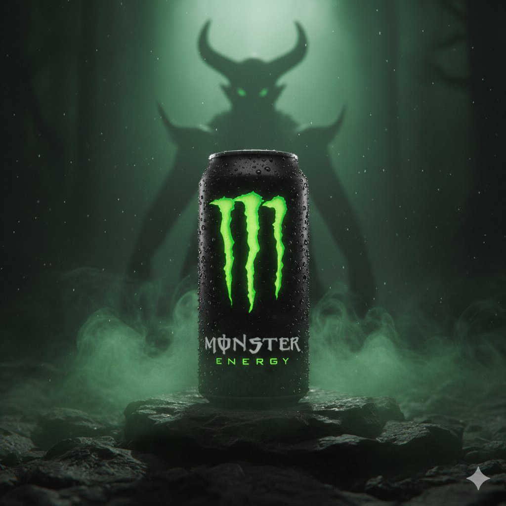 Dark Fantasy Product Shot of Monster Energy Drink AI image template preview
