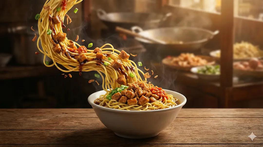 Ultra-Realistic Cinematic Food Photography of Noodles AI image template preview