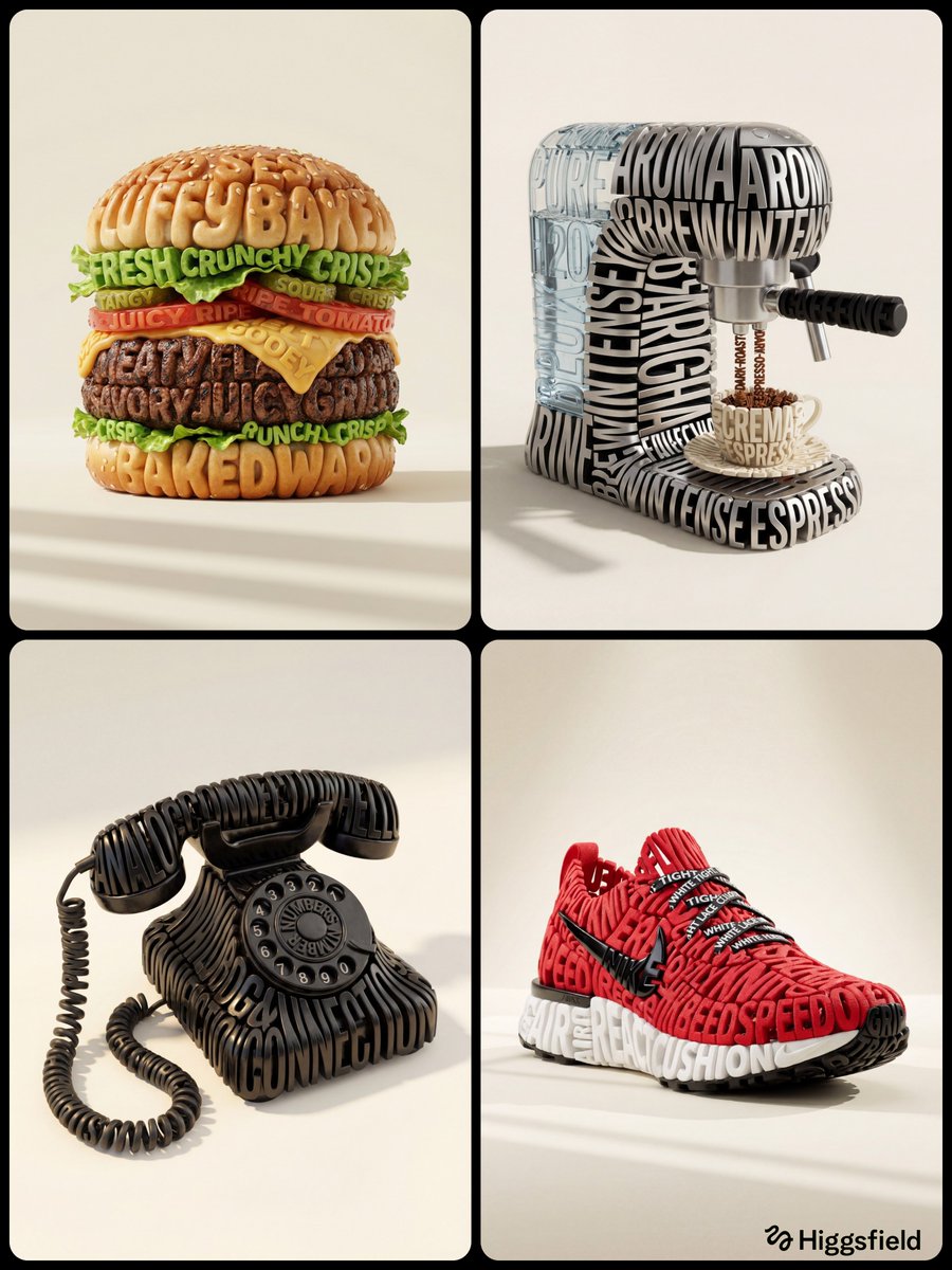 Hyper-Realistic 3D Typographic Sculpture Product Concept AI image template preview