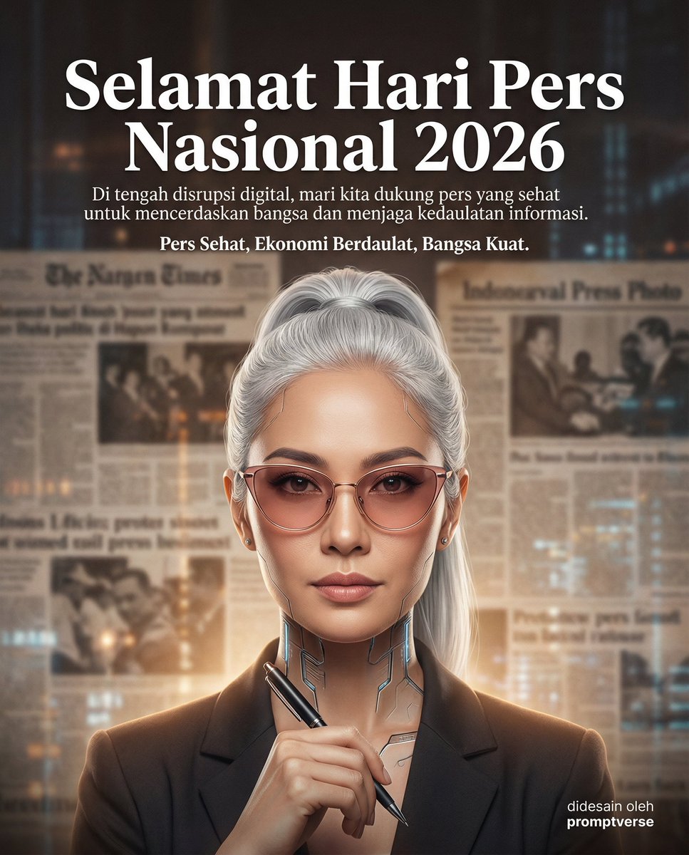 Editorial Poster for Hari Pers Nasional 2026 AI image template preview