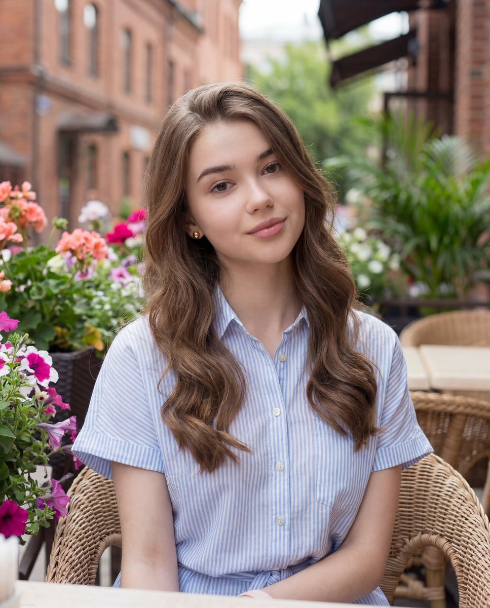 Casual Lifestyle Portrait at Outdoor Café AI image template preview