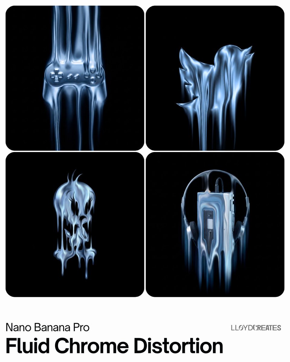 Fluid Chrome Distortion Product Render AI image template preview