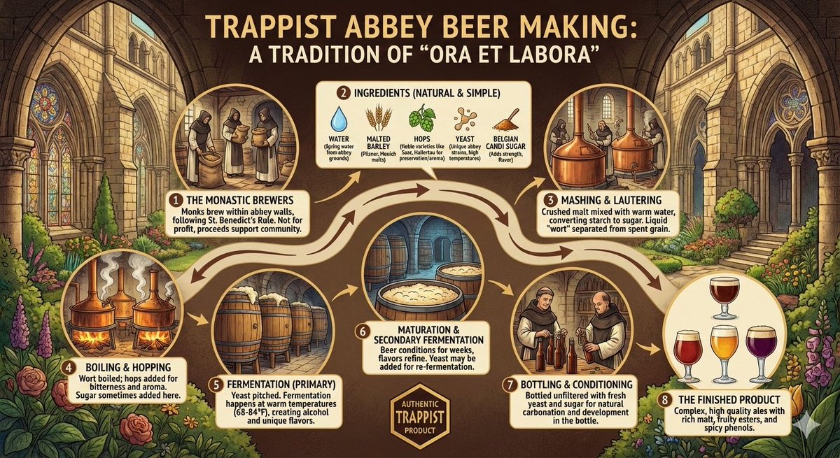 Infographic on Trappist Abbey Beer Making AI image template preview