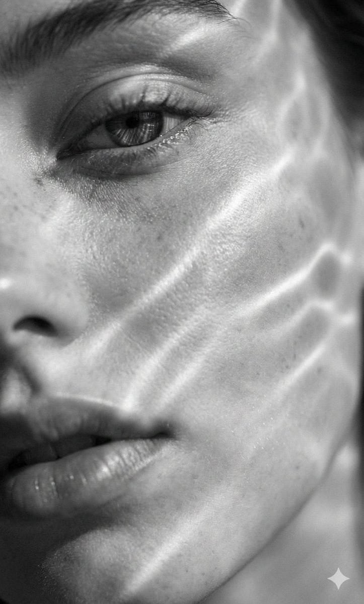 Surreal Black and White Close-Up Portrait with Luminous Lines example 2