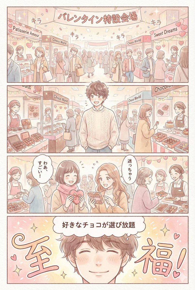 Valentine's Chocolate Shopping Manga Panel Generation AI image template preview