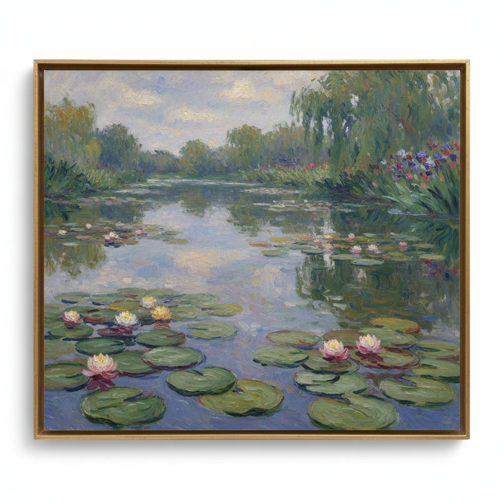 Image Generation Prompt: Monet's Water Lilies Style AI image template preview