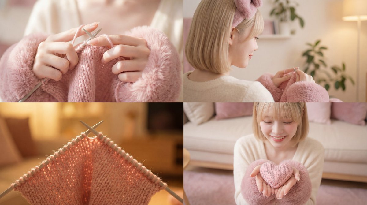 Cinematic Video of a Woman Knitting AI image template preview