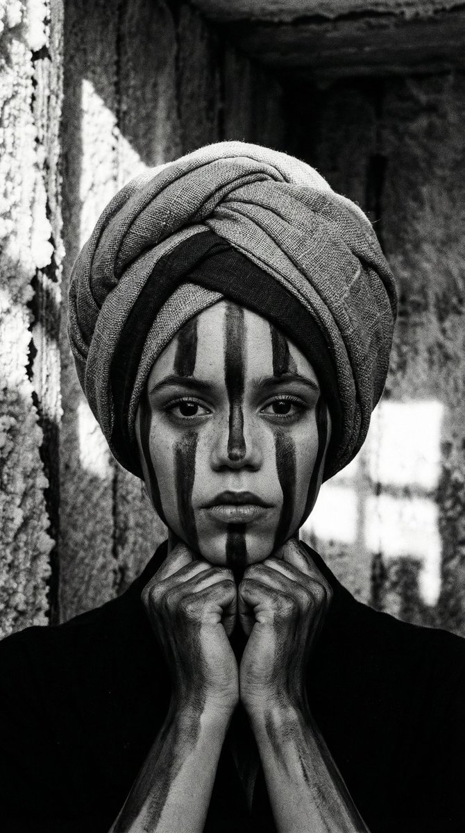 Monochrome Avant-Garde Portrait: Obsidian Ritual example 2
