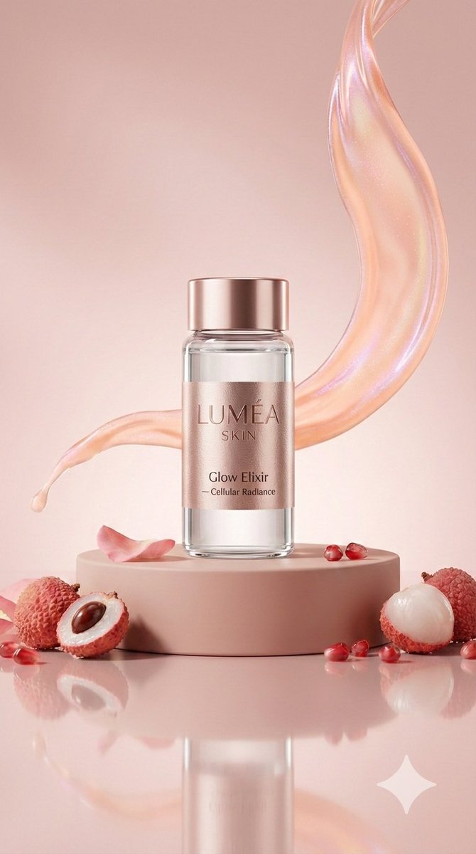 Luxury Skincare Commercial Photography: Glow Elixir AI image template preview