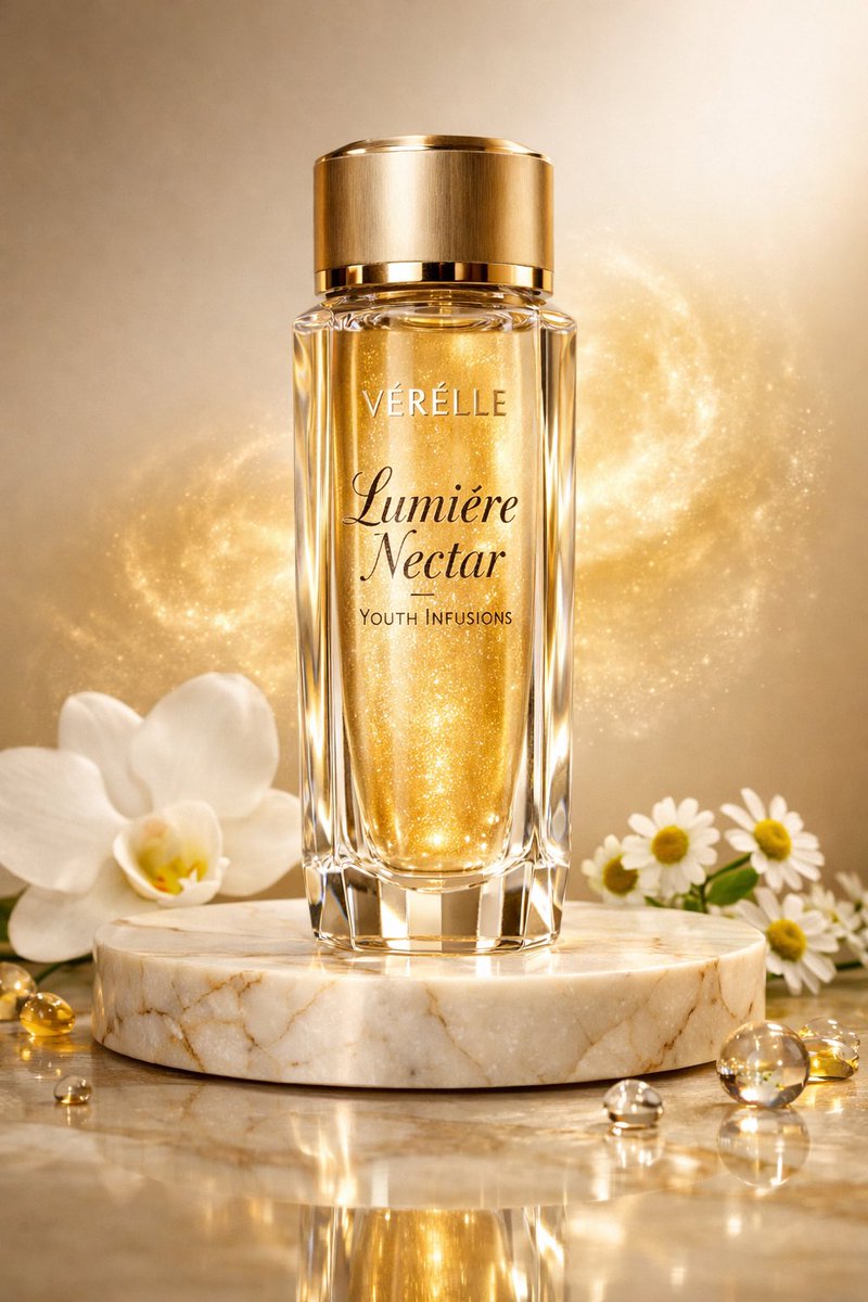 Luxury Skincare Commercial Photography: Lumière Nectar AI image template preview