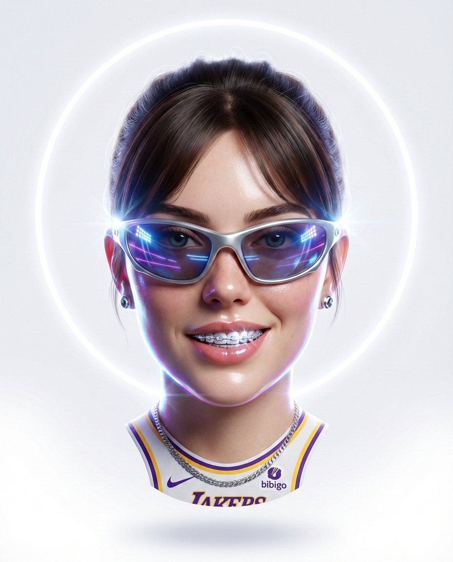 Dynamic 3D Floating Head Portrait AI image template preview