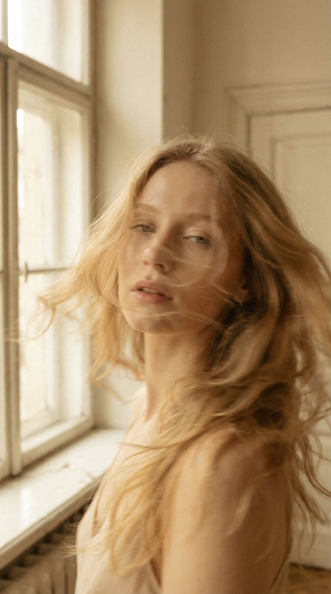 Soft Cinematic Portrait with Motion Blur AI image template preview