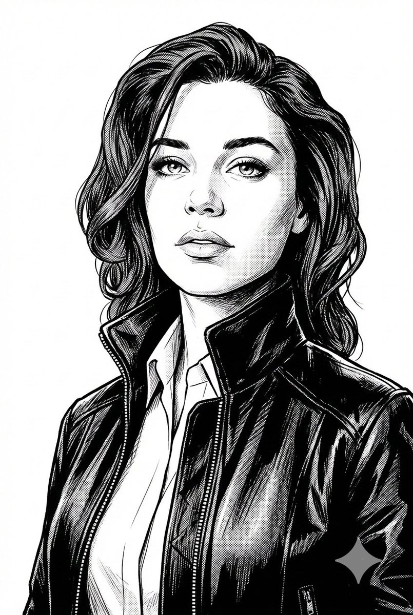 Black and White Digital Illustration Portrait AI image template preview