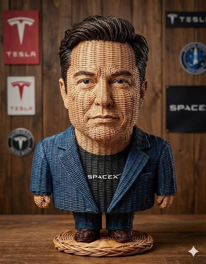 Stylized Wicker Caricature Figurine AI image template preview