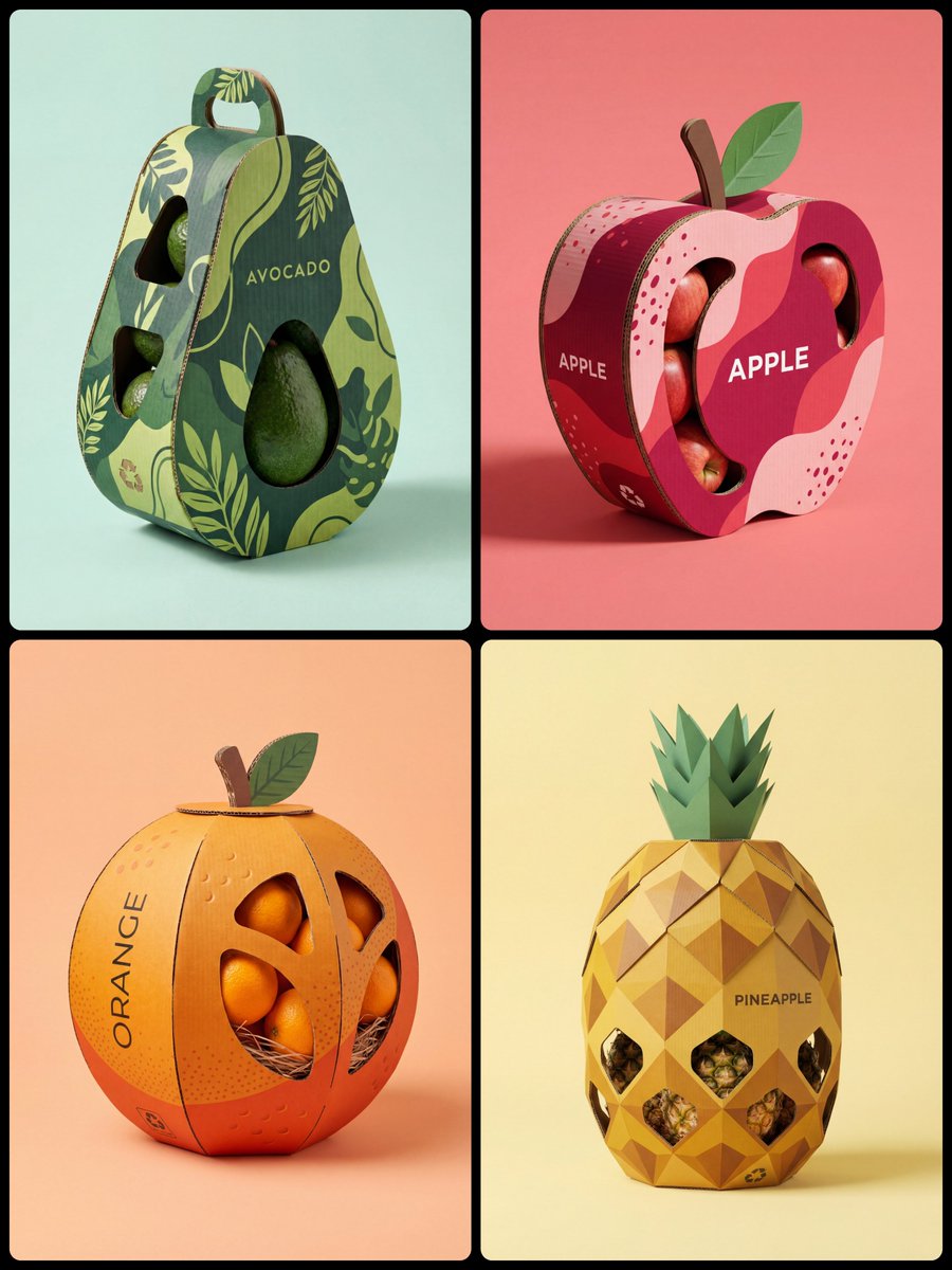 Corrugated Cardboard Fruit Packaging Concept Prompt AI image template preview