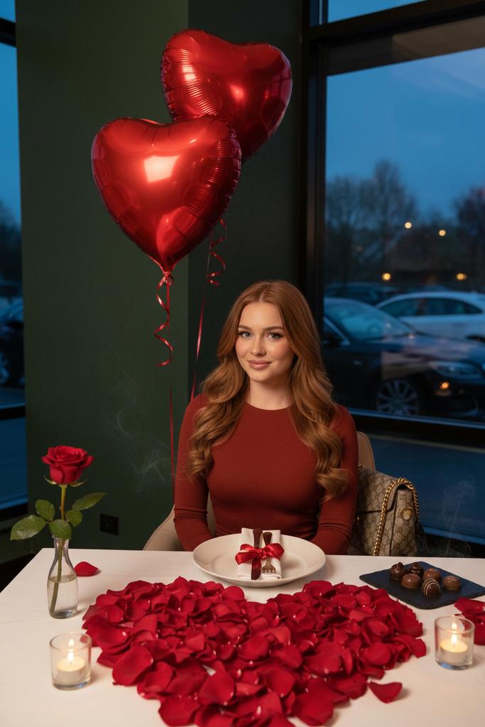 Luxury Valentine’s Dinner Photoshoot (Reddish-Brown Hair) AI image template preview