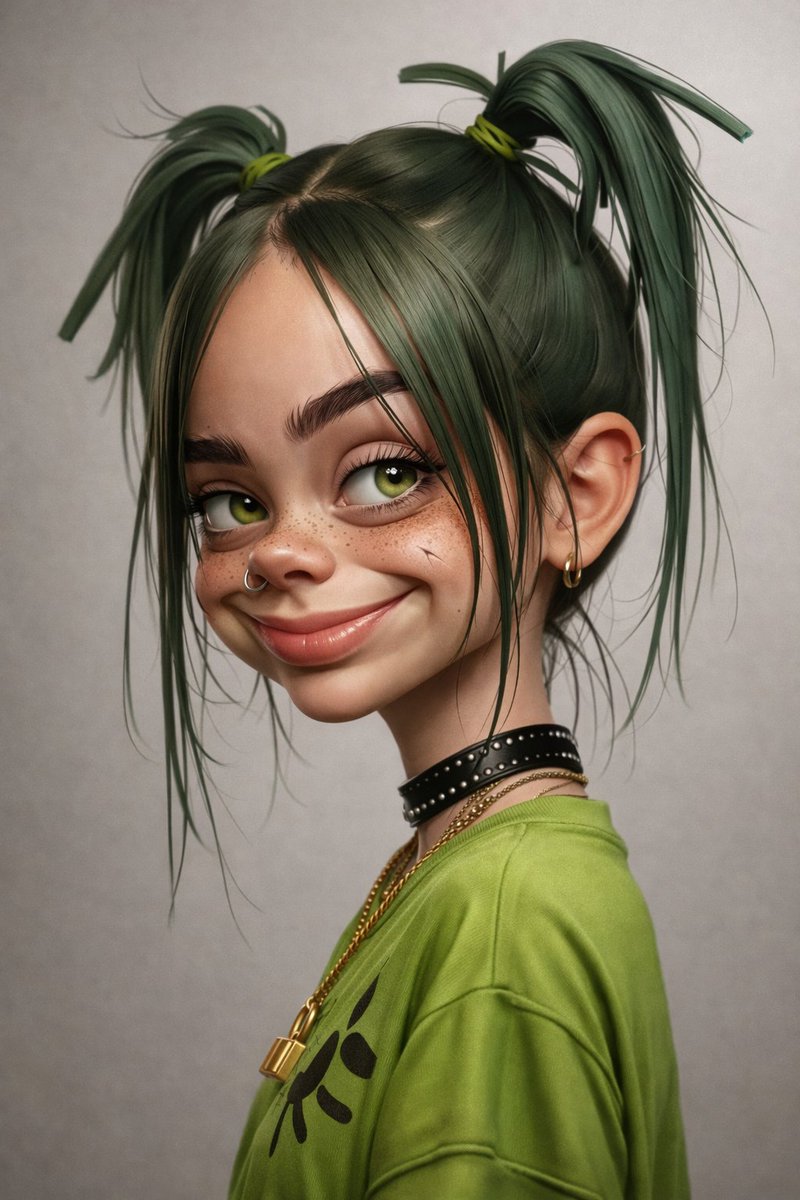 3D-Rendered Billie Eilish Cartoon Portrait example 2