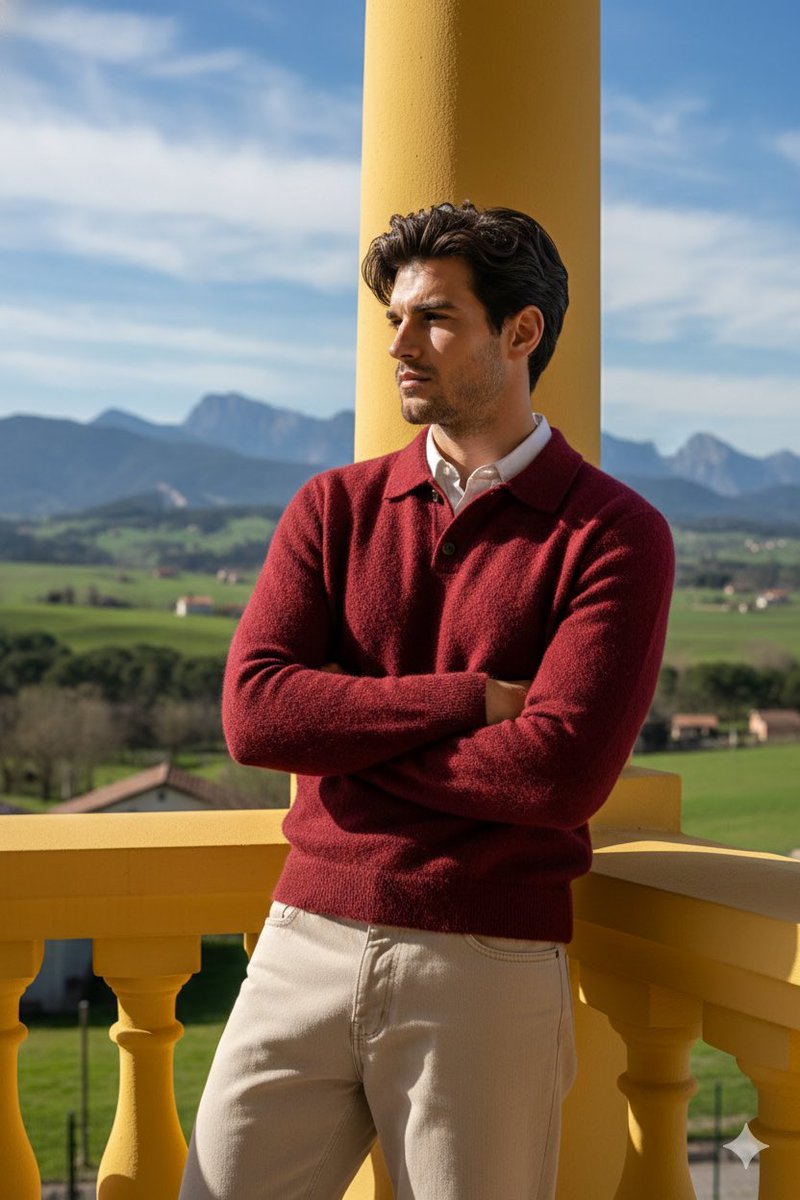 Stylish Man on Balcony with Identity Lock AI image template preview