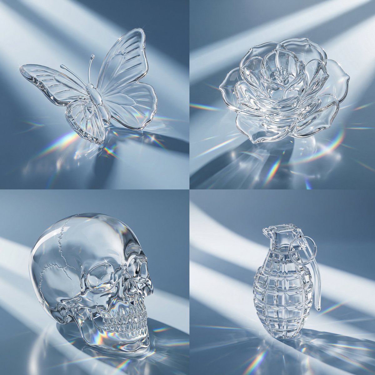 Macro Hero Shot of Optical Cast Glass Object with Caustics AI image template preview