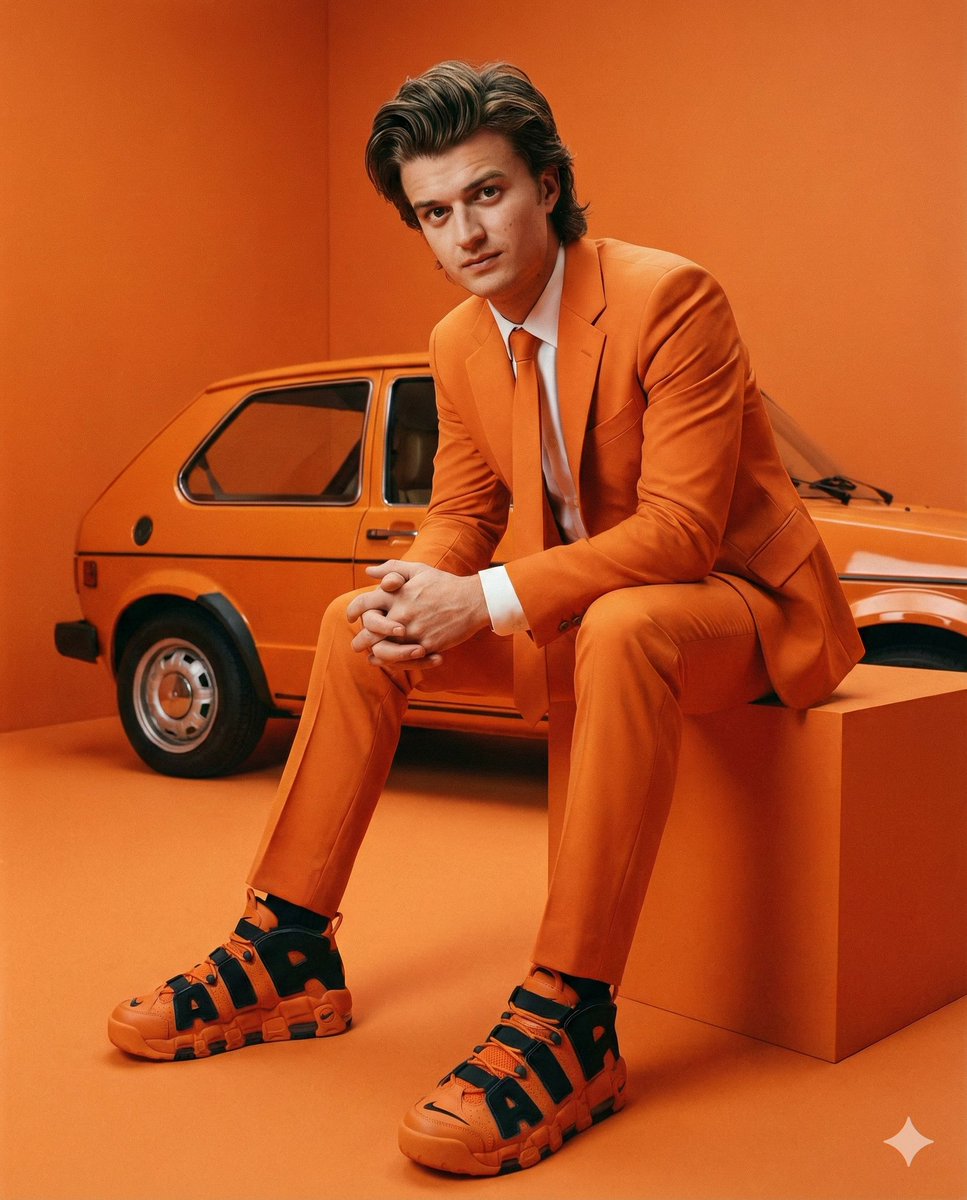 Steve Harrington Tangerine Fashion Editorial Prompt AI image template preview