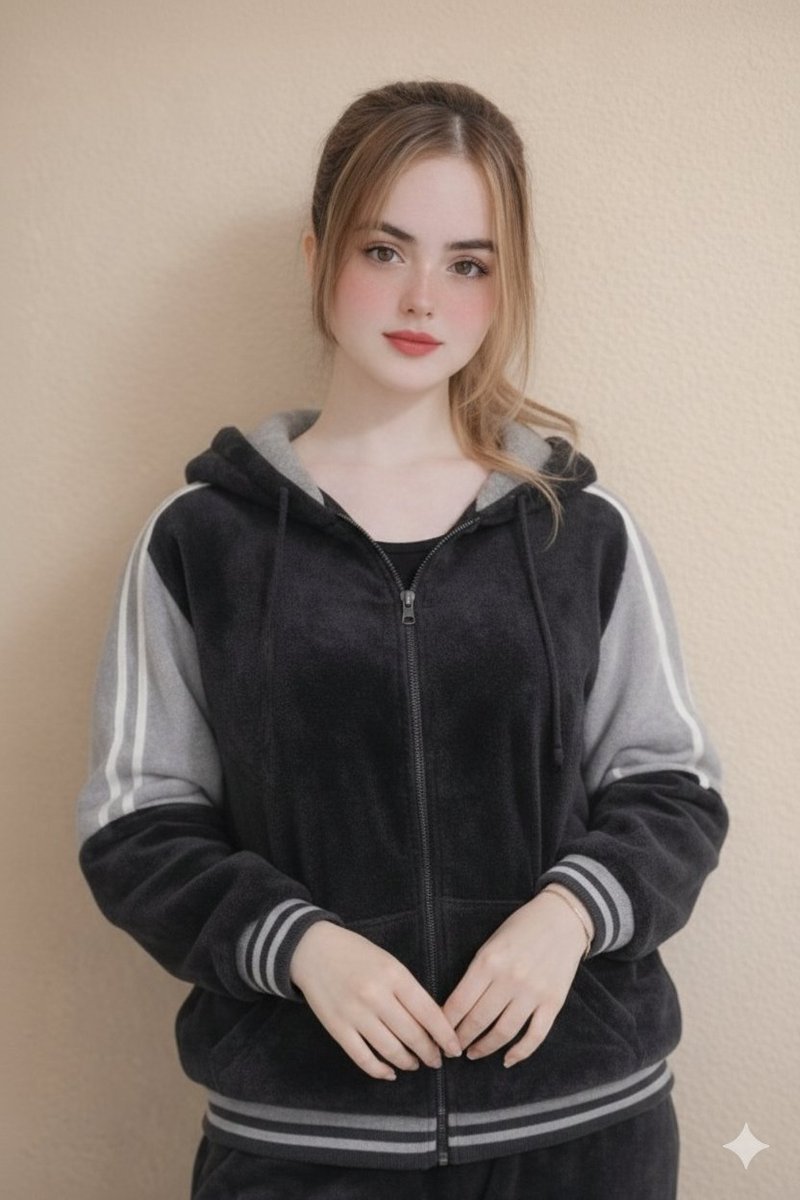 Ultra-Realistic Portrait in Velour Tracksuit AI image template preview