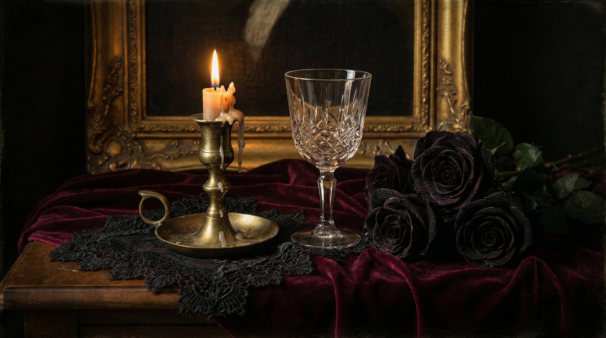 Dark Romantic Tabletop Composition Prompt AI image template preview