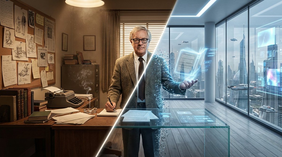 Asimov Visionary Split-Scene Concept Art Prompt example 4