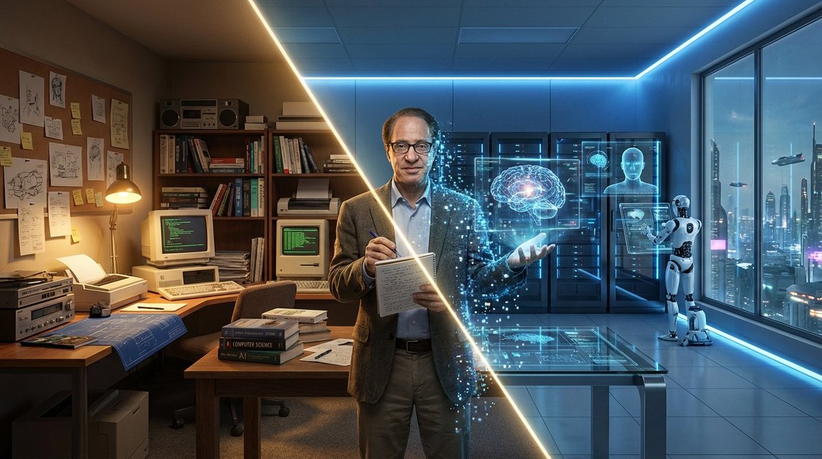 Asimov Visionary Split-Scene Concept Art Prompt example 3
