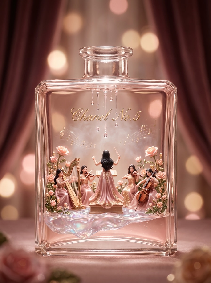 Luxury Skincare Diorama in a Perfume Bottle AI image template preview