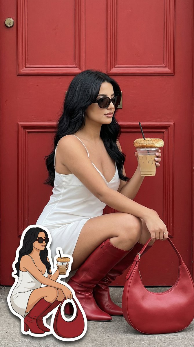 Fashion Editorial with Exact 2D Cartoon Duplicate AI image template preview