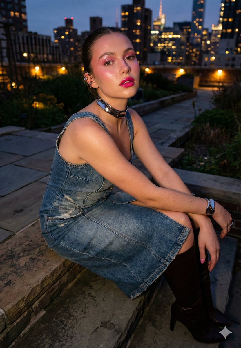 Urban Night Cinematic Fashion Portrait Prompt AI image template preview