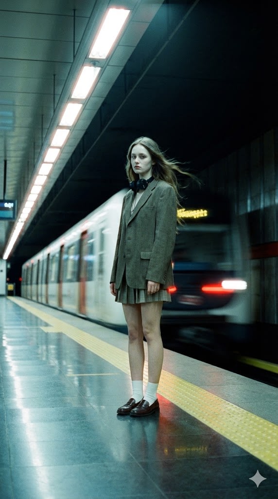 Long-Exposure Subway Fashion Prompt AI image template preview