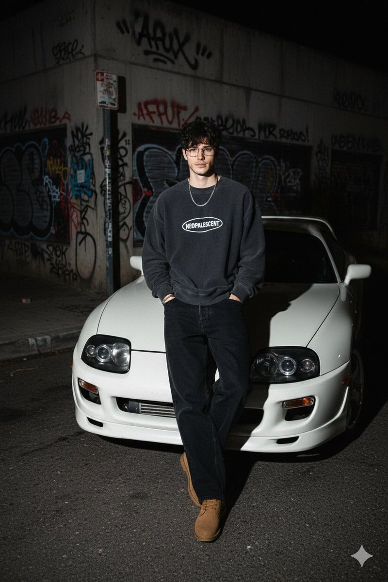 90s Streetwear Car Portrait Prompt AI image template preview