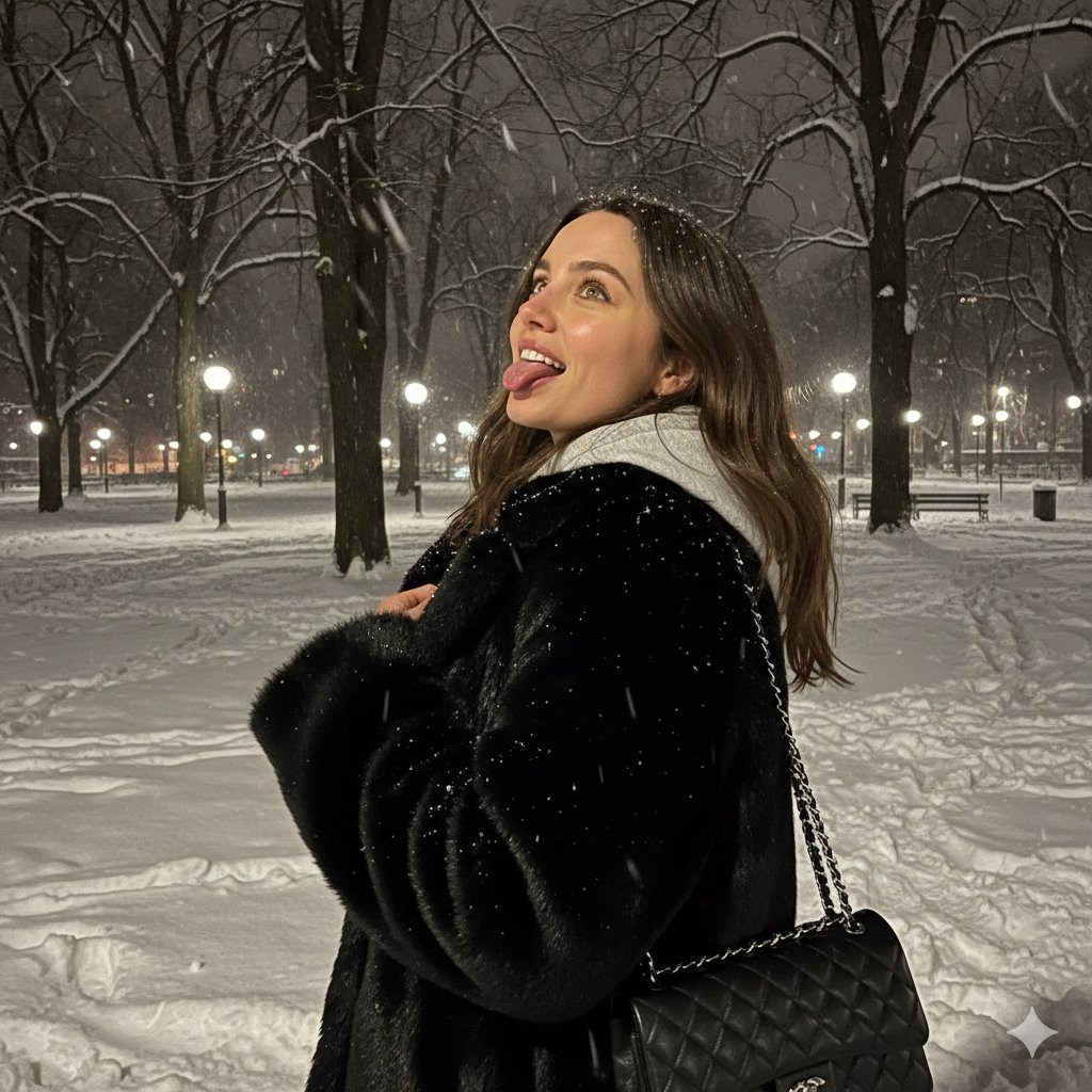 Ana de Armas Winter Cozy Portrait Prompt AI image template preview