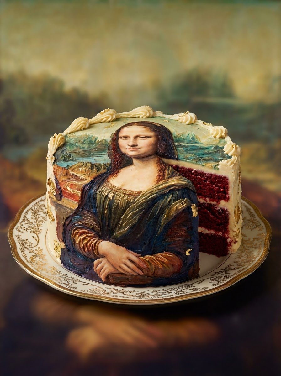 Red Velvet Cake Painting Recreation Food Photography Prompt AI image template preview