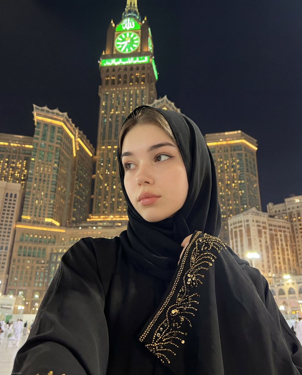 Ultra-Realistic Spiritual Night Selfie in Makkah AI image template preview