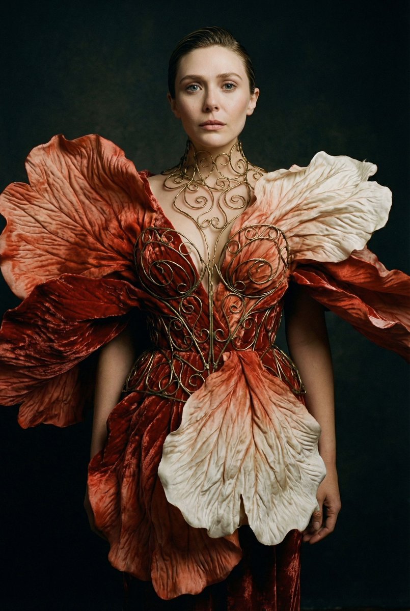 Botanical Metamorphosis Fashion Editorial Portrait Prompt AI image template preview