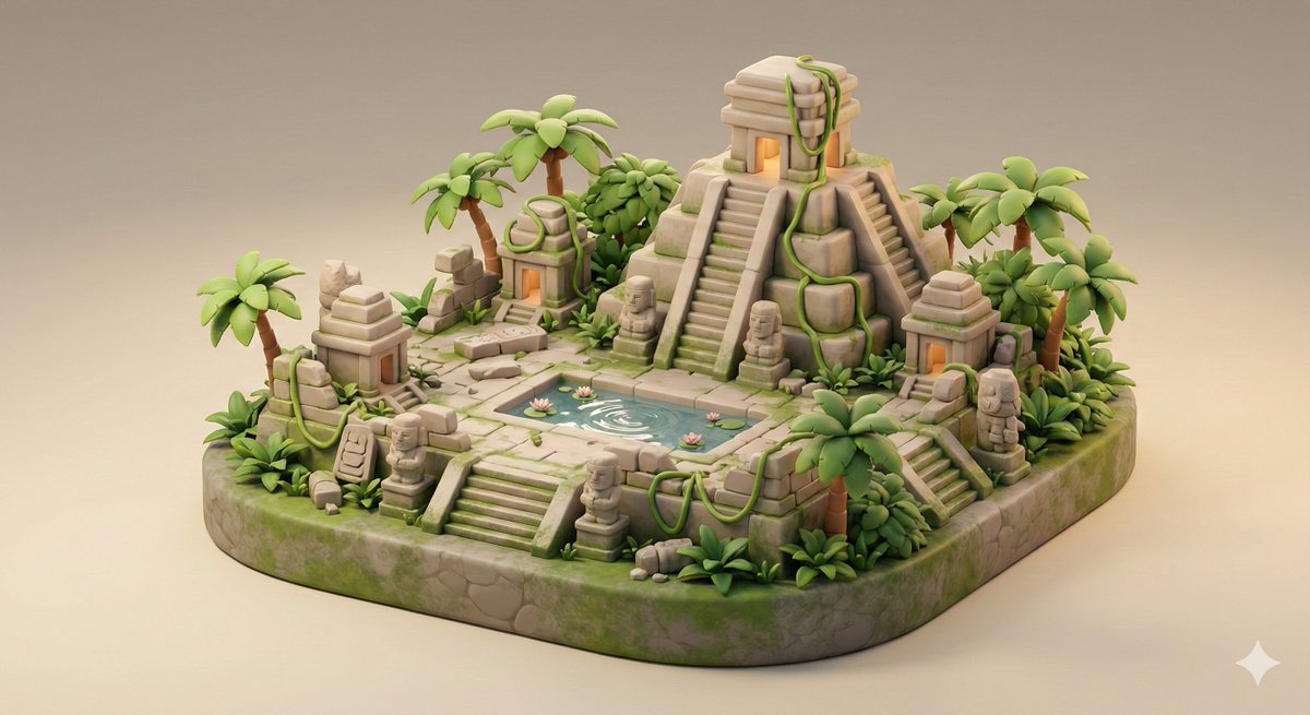 Ancient Jungle Temple Diorama Collectible Prompt AI image template preview