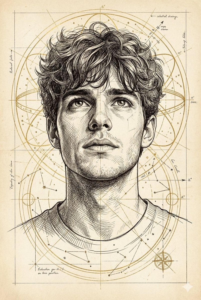 Hand-Drawn Technical Illustration Portrait Prompt AI image template preview