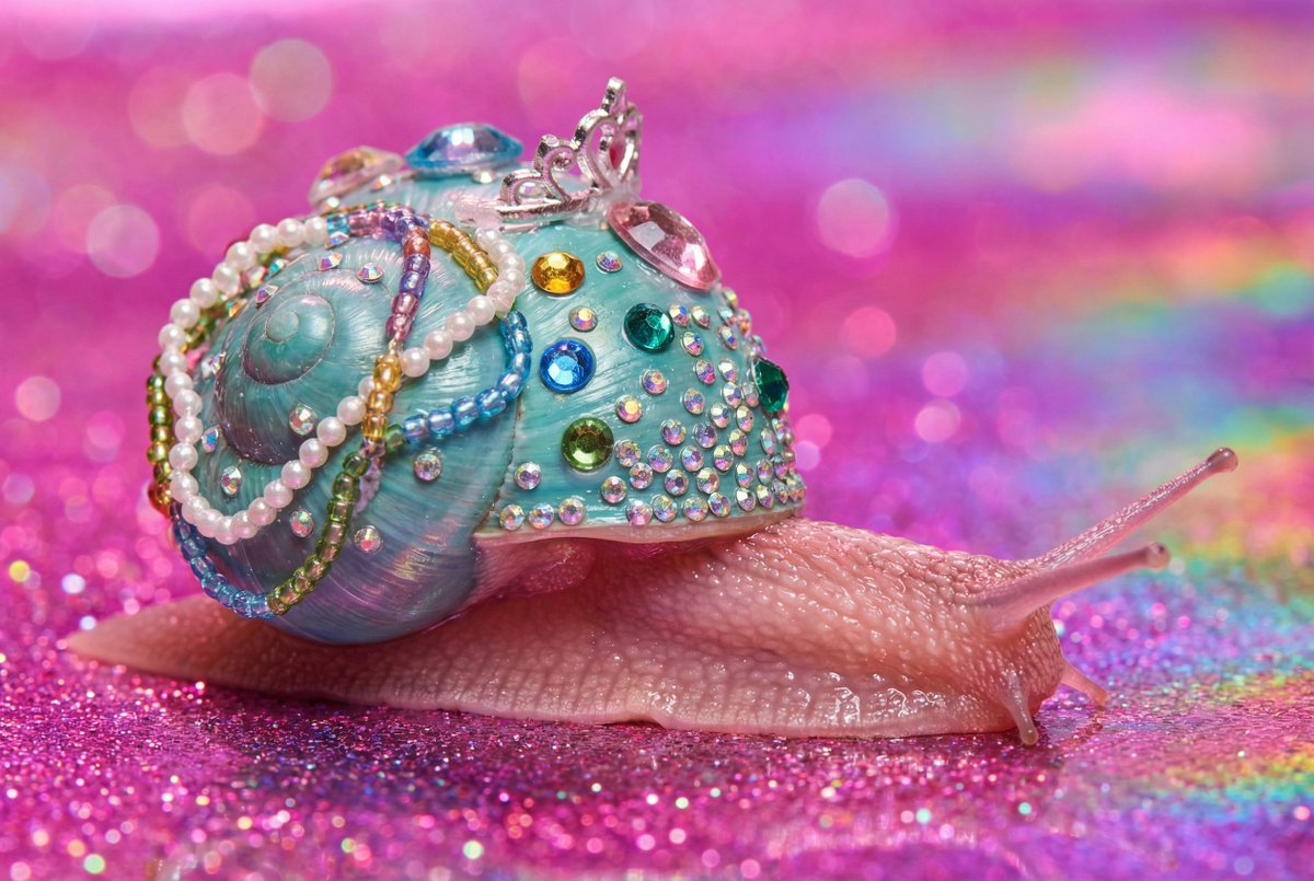 Macro Snail with Plastic Costume Jewelry AI image template preview