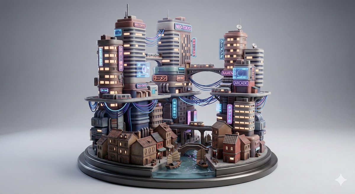 Cyberpunk City Block Collectible Diorama AI image template preview